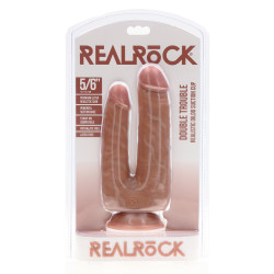 Real Rock Double Gode Double Trouble 15 x 4.5cm Marron